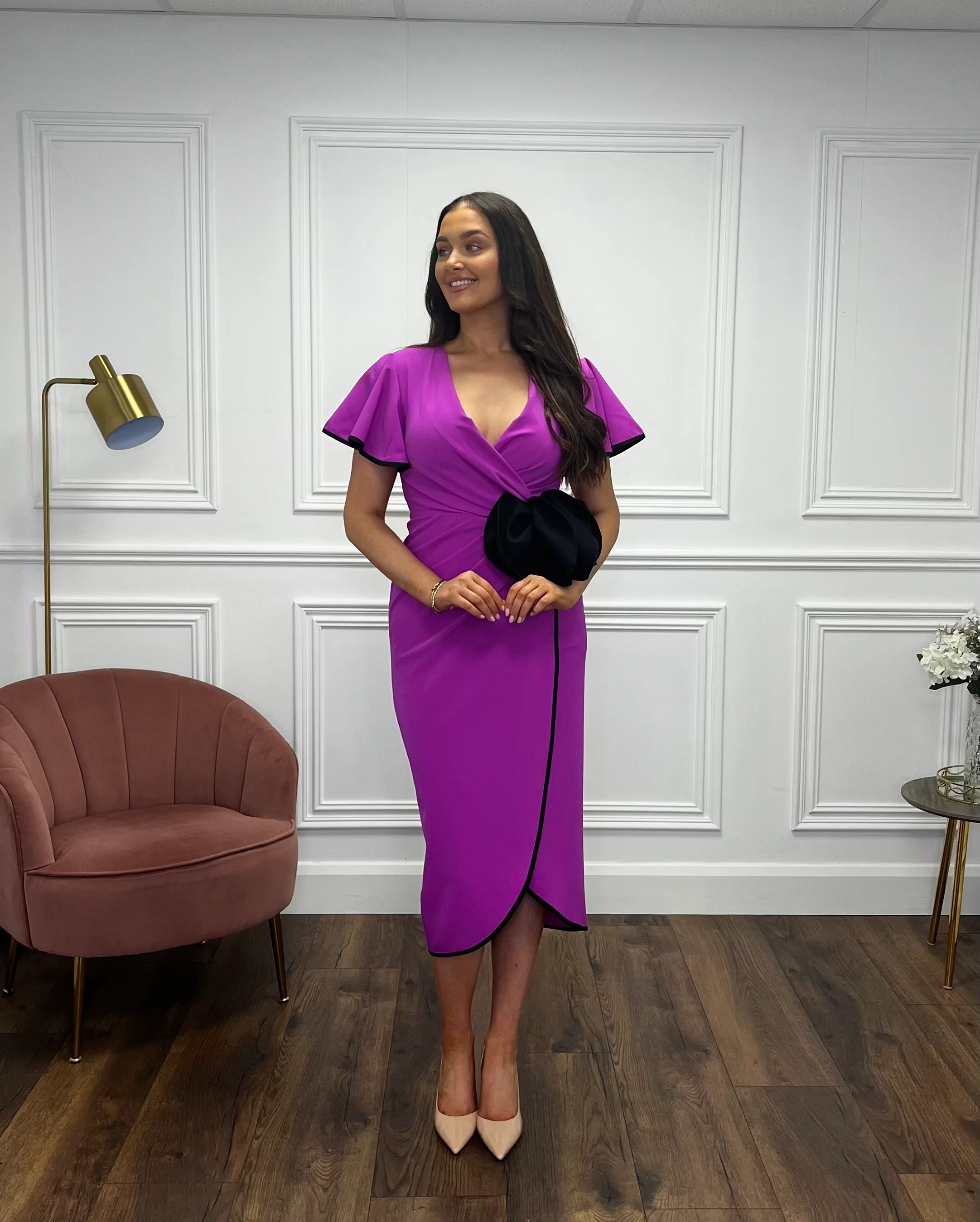 “Larissa” Dress In Magenta - Image 2