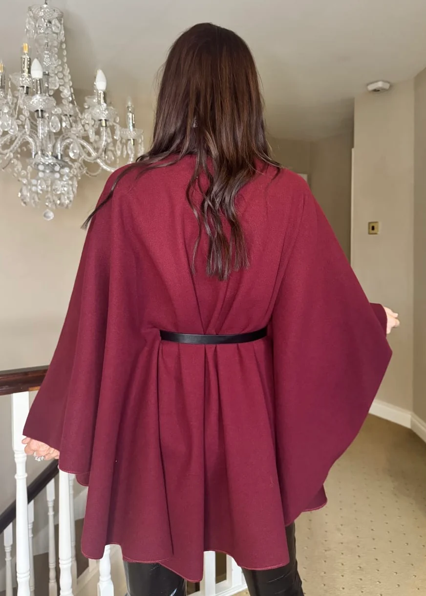 “Nelly” Cape In Burgundy - Image 2